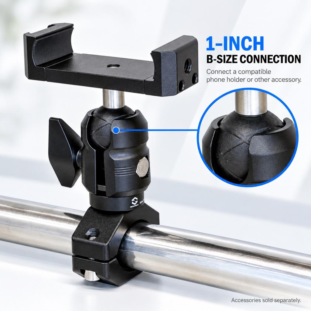 SOARSHOT 1 Inch Ball Handlebar Clamp Mount Single Socket Arm for Motorcycle Bike Phone Holder Camera GPS 22-32mm Round Bar 6