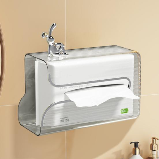 Настенный прозрачный ящик для салфеток, установка без перфорации, прозрачный держатель для туалетной бумаги большой емкости, диспенсер для салфеток для ванной и кухни