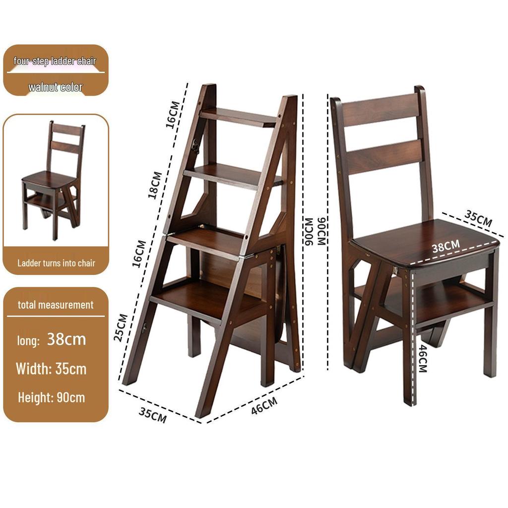 Складной стул-лестница из массива дерева: Двухфункциональная стремянка и комнатная А-образная лестница
