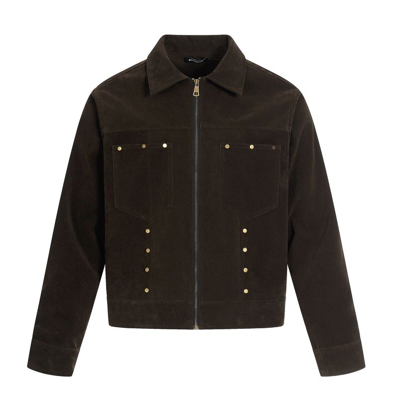 Kisko American Retro Suede Studded Lapel Jacket for Men and Women, Handsome Trendy Brand Loose Casual Jacket for Couples