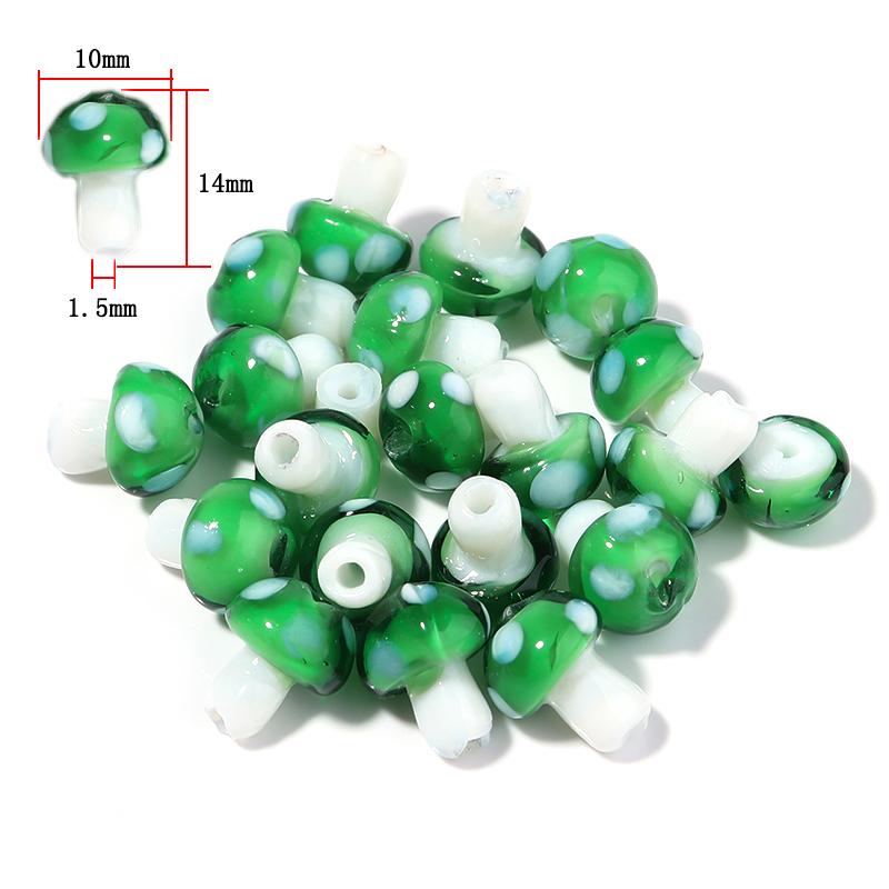 10-20Pcs 16x12mm Liuli Silica Lampwork Mushroom Beads Colourful Loose Glass Beads For Needlework DIY Jewelry Making Accessories