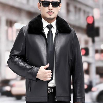 Куртка из натуральной овчины для мужчин, утолщенная куртка Nikk, куртка Daddy, мужской воротник большого размера из золотистой норки, съемная внутренняя подкладка