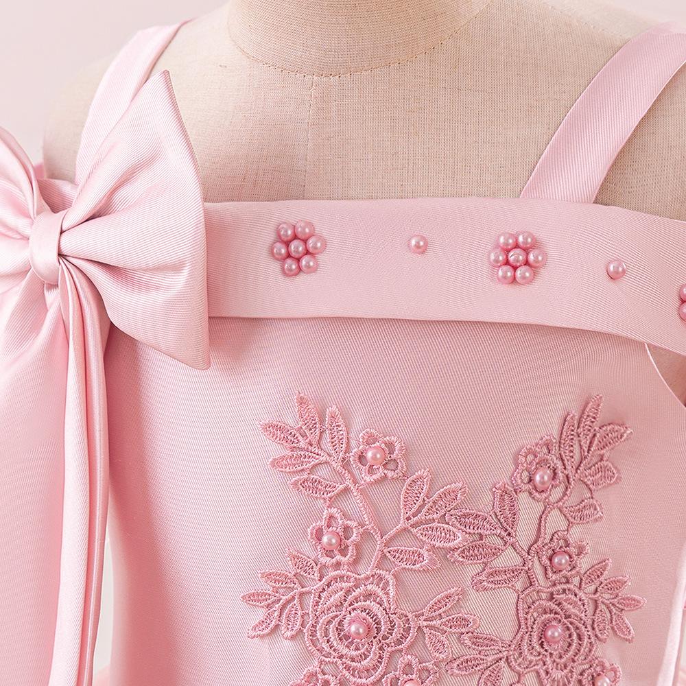 Платье принцессы для девочек-цветочниц на свадьбу, летнее детское торжественное длинное платье с бантом для школьного вечера, вечеринки, детского новогоднего платья ALP-0028