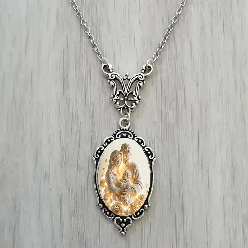 Butterfly Accessories and Cozy Family Pattern Oval Pendant Necklace