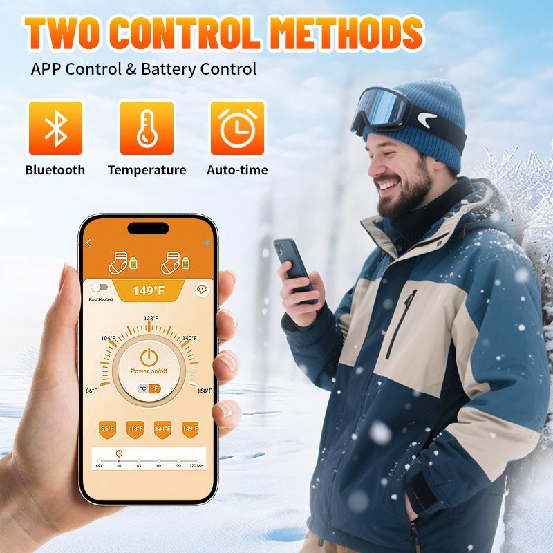 Men's and Women's Heated Socks with App Control, 5000mAh*2 Rechargeable Electric Heated Socks Washable for Hunting Skiing