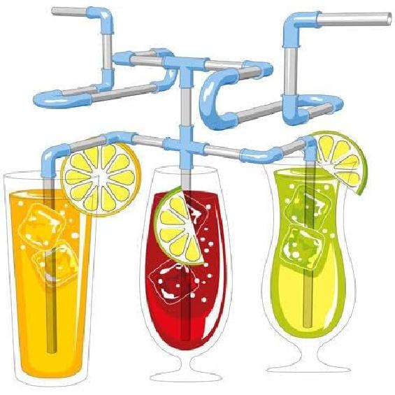 DIY Pipe Straw Kit, 30 Pcs DIY Crazy Fun Straws Connectors Novelty Straws, Create Your Own Fun & Funky Straw for Party Beverage