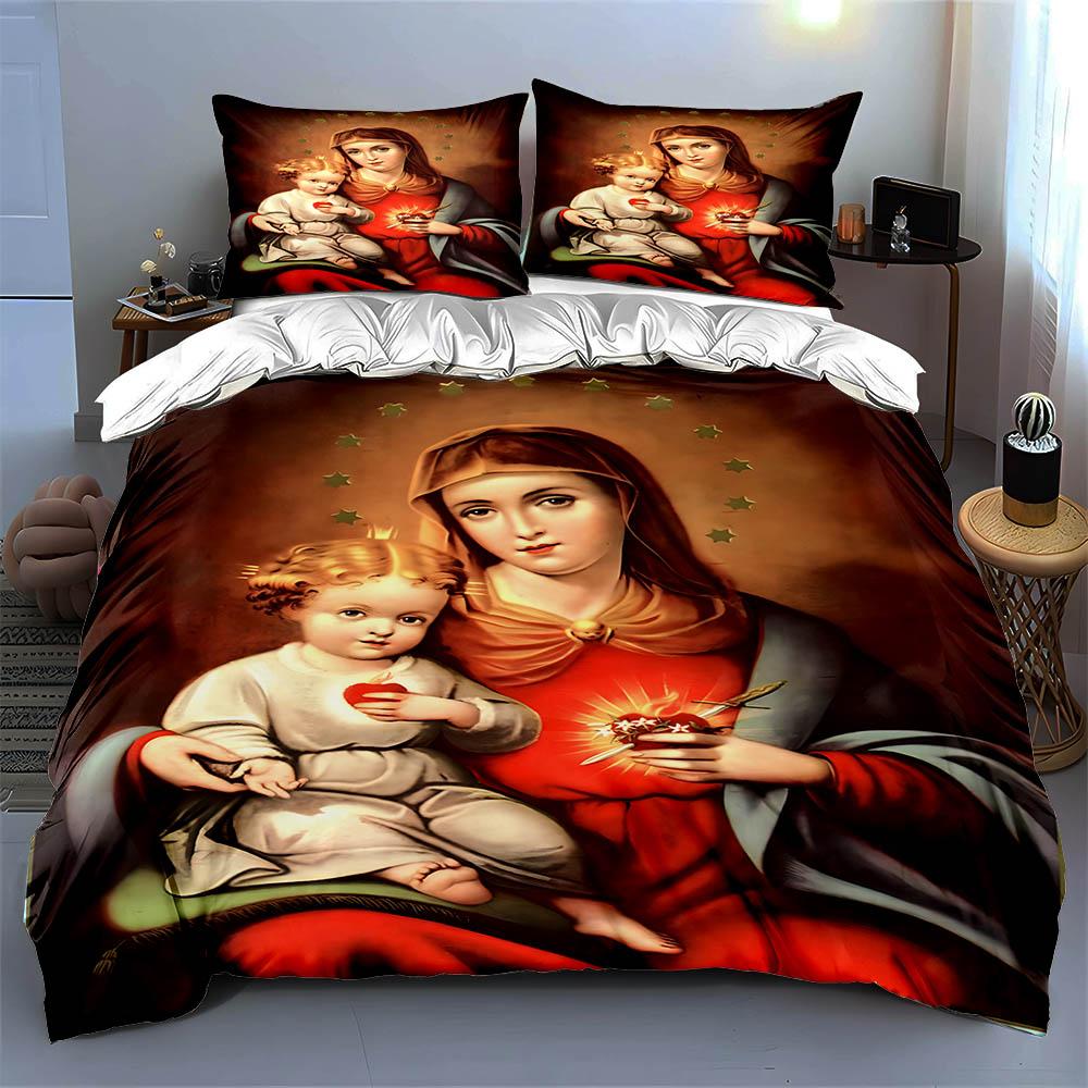 Religious figures design. Bedding Duvet cover sets Duvet covers Pillowcases gifts (1 * Duvet Cover 2 * Pillowcases, without duvet insert)