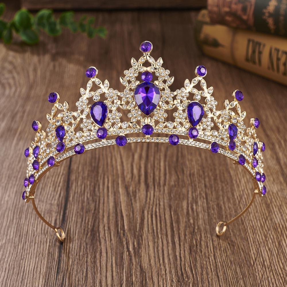 Shiny Baroque Crown Elegant Princess Rhinestone Crown Exquisite Bridal Tiara Women/Girls