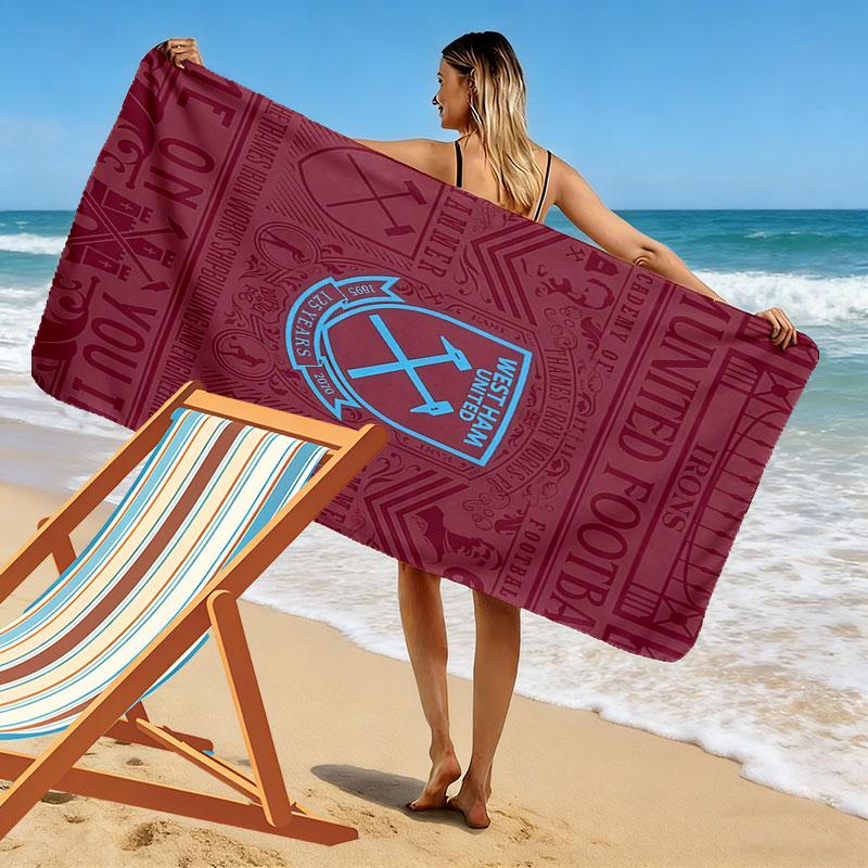 West Ham logo Print Beach Towel, Large Soft Quick Dry Towel for Beach Camping Swimming