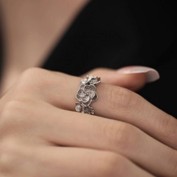 925 Silver Rose Flower Ring For Women Unique Ins Fashion Light Luxury Personalized Gift