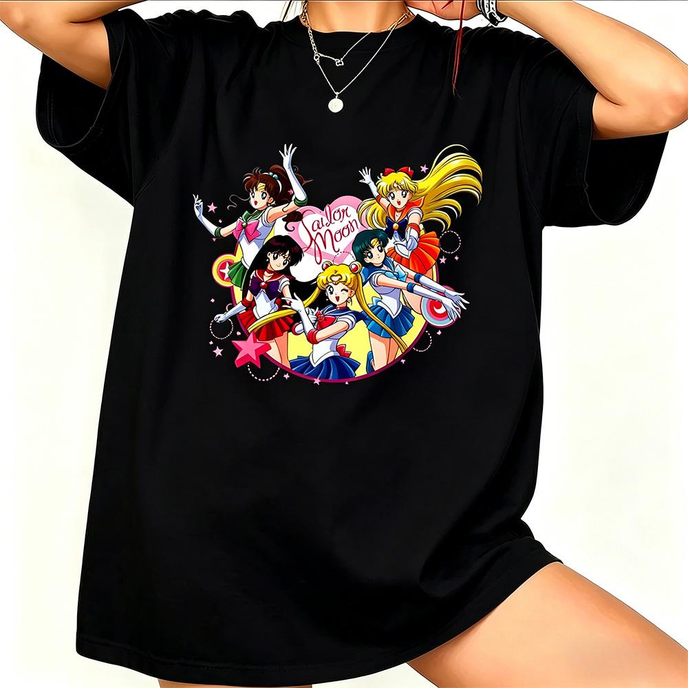 Sailor Moon Retro 90s Anime Graphic T Shirt Summer Cotton Unisex Unisex Tee Streetwear Casual Trend Short Sleeve Couple Hip Hop Top