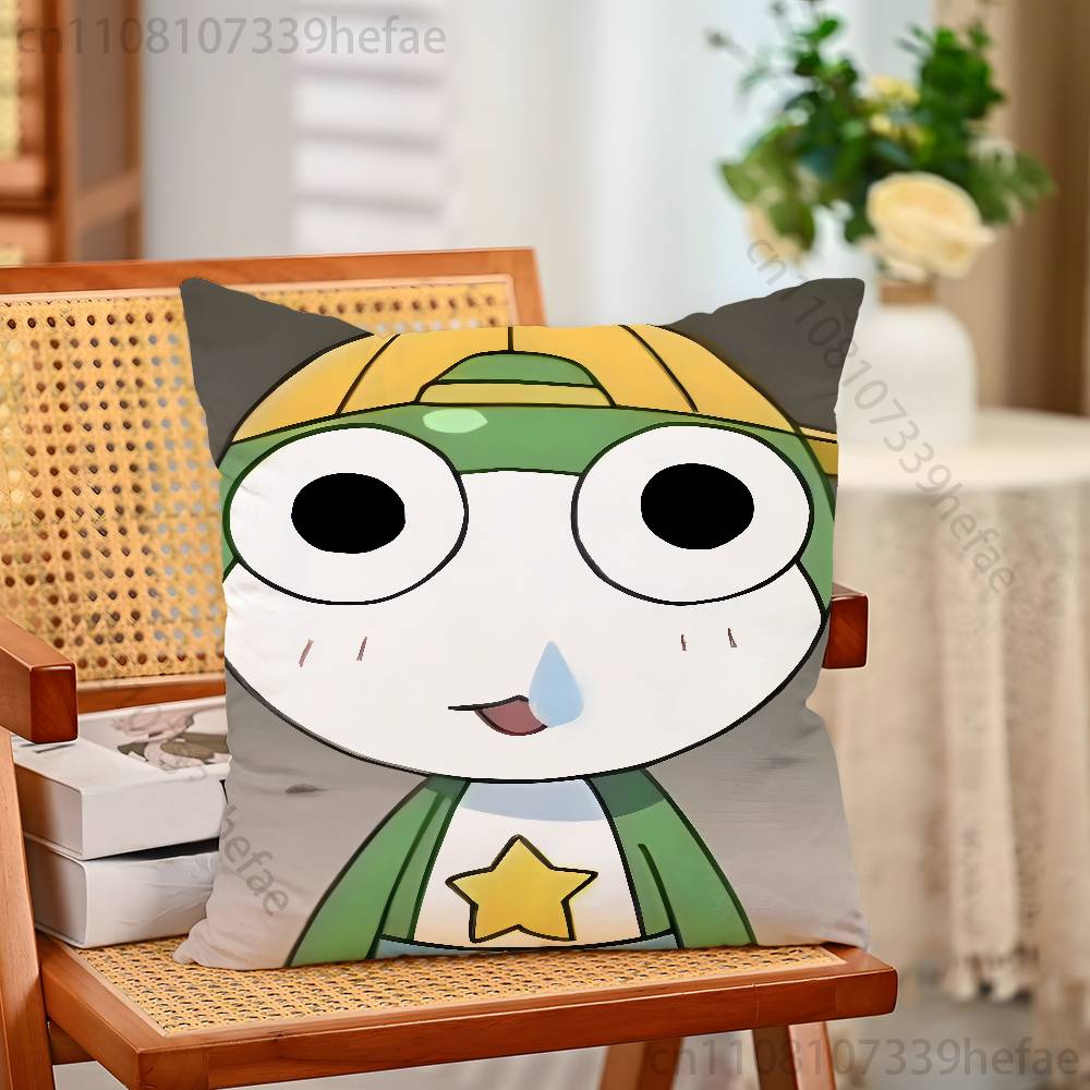 KKeroro GGunsou Frog Funny Pillow Case Antidustmite Pillowcase Invisible Zipper Silky Short Plush Sofa Cushion Cover