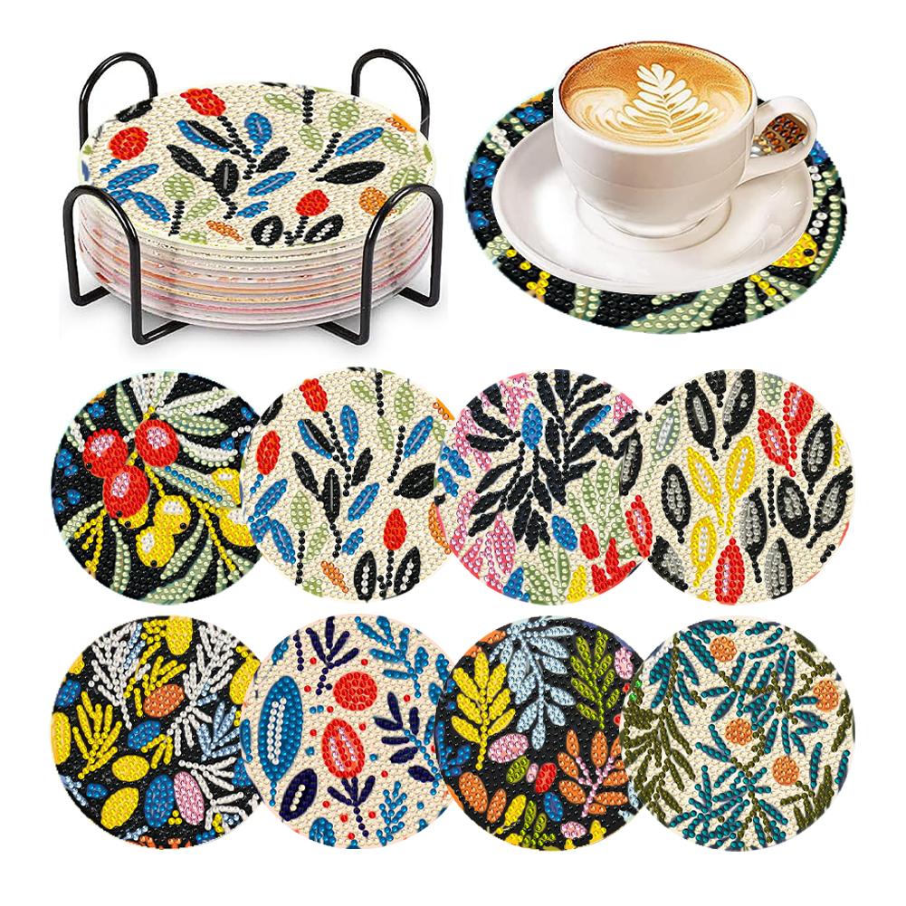 8 шт. наборы подставок с алмазной росписью деревянные подставки с алмазной росписью с держателем для кофейного столика бара кружки стеклянные стаканы пивные