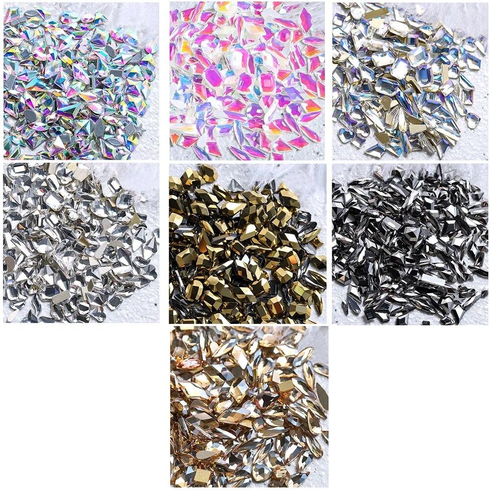 100 шт. смешанные кристаллы AB для дизайна ногтей, стразы с плоской задней поверхностью, стеклянные камни для ногтей, драгоценные камни для 3D ногтей, украшения для маникюра «сделай сам»