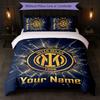 Inter Milan Custom Name Text Bedding Set 1 Duvet Cover+2 Pillowcases Soccer Logo Personalized Gift For Special Occasion Bedroom Decor