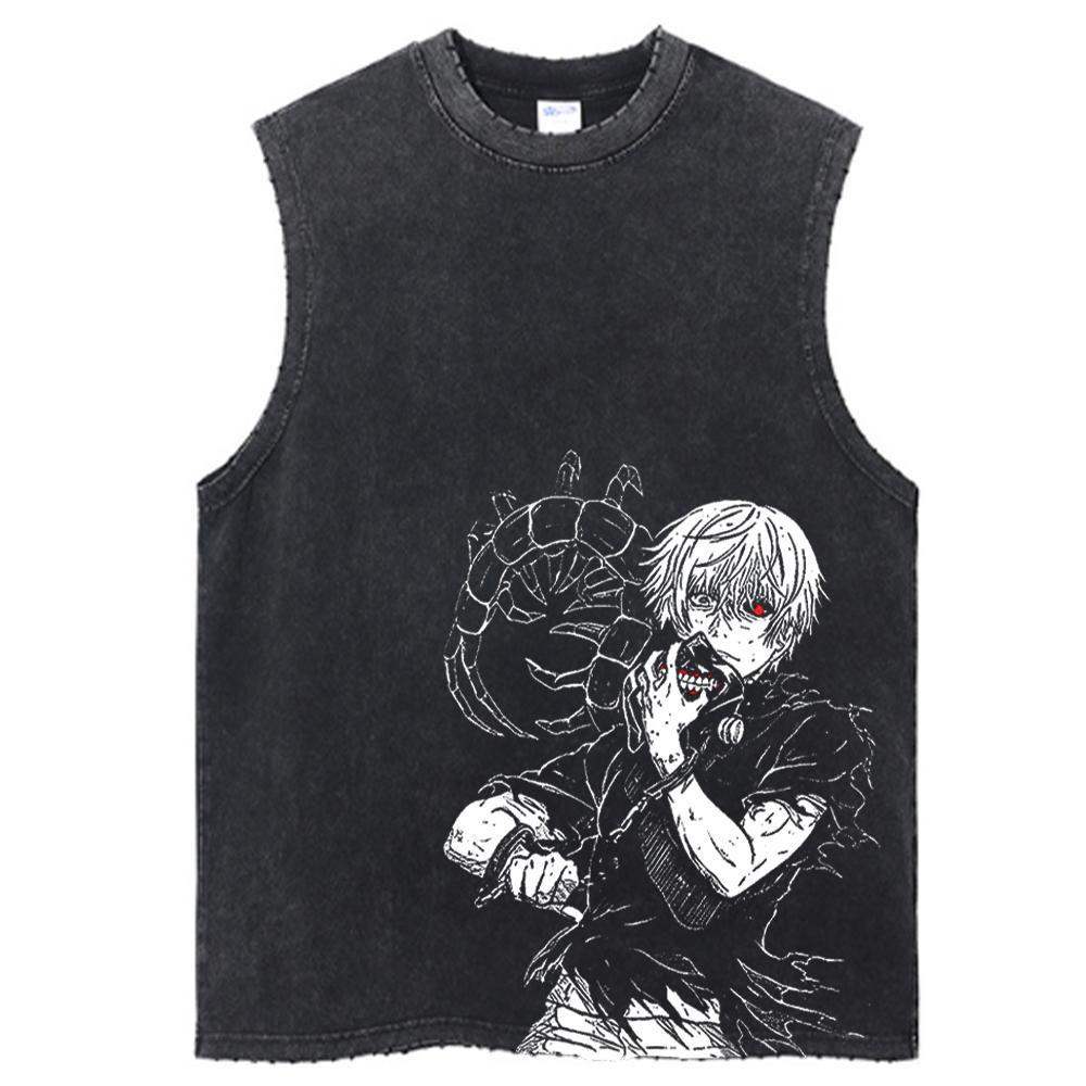 Футболка в стиле хип-хоп с принтом аниме, уличная одежда, короткий рукав, винтажная японская графическая футболка, мужская, Harajuku, повседневная, свободная, стираная футболка