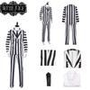Косплей Костюм Битлджус Черно-белый полосатый костюм Реквизит для Хэллоуина Вечеринка