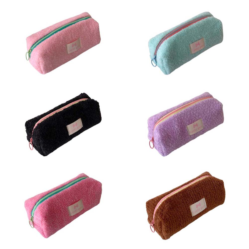 Канцелярский органайзер, плюшевая сумка для канцелярских принадлежностей, пенал цвета конфет, письменные принадлежности для студентов