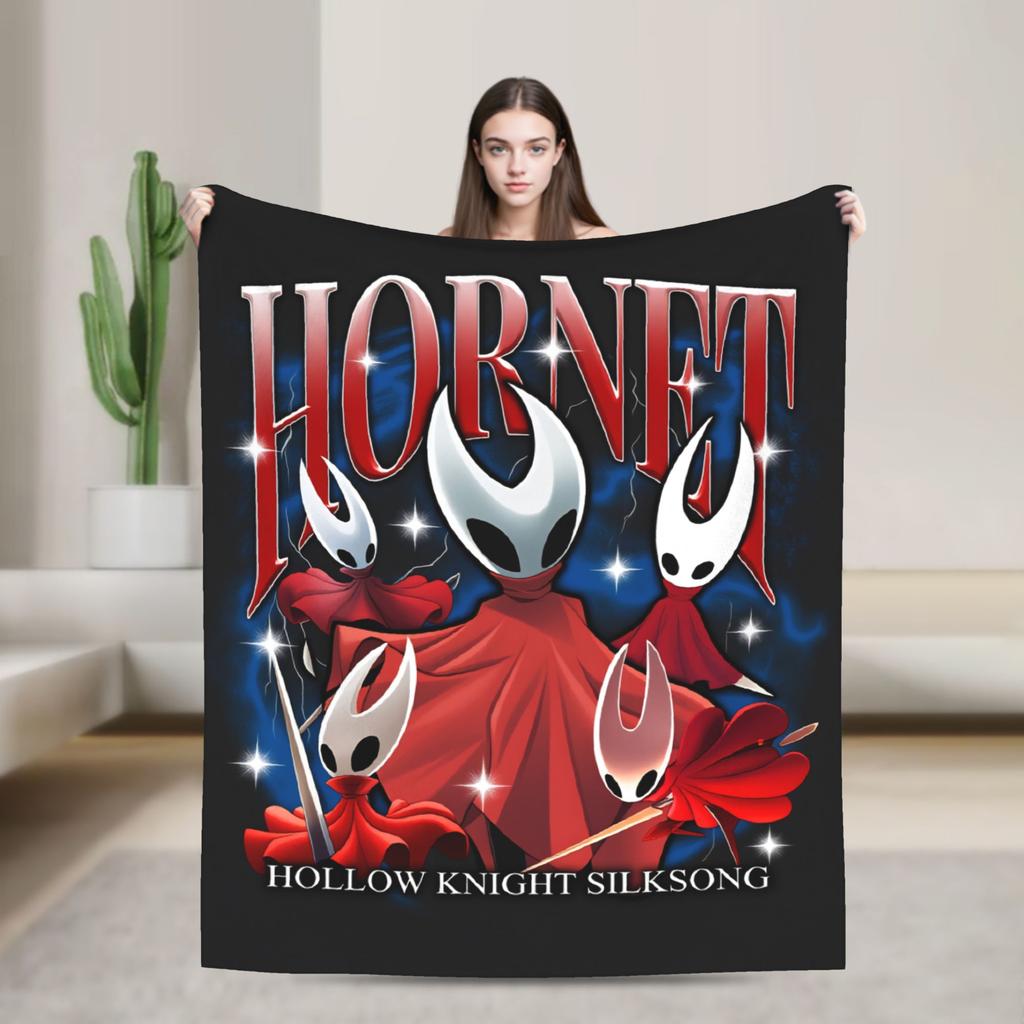 Super Warm Blanket Airplane Travel Hollow Knight Silksong Throw Blanket Flannel Bedspread For Couch Chair Pattern Sofa Bed Cover