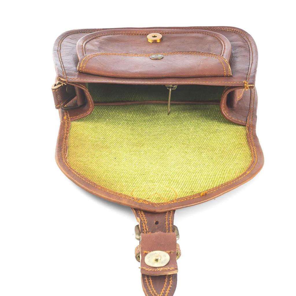 Повседневная сумка-слинг из козьей кожи для девочек и женщин. Стильная коричневая сумка через плечо.