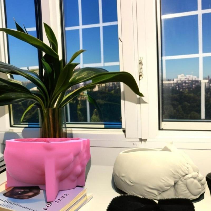 Sleeping Animal Shaped Planter Mold Flowerpots Molds Silicone Concrete Mould Hand-Making Supplies for Flowerpot Crafting