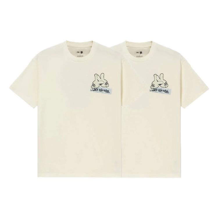 Li-Ning Свободная футболка с короткими рукавами и круглым вырезом X OG Slick, серия скейтбордов SS22, мужские топы бежевого цвета с мультяшным принтом, бежевый AHSS057-1
