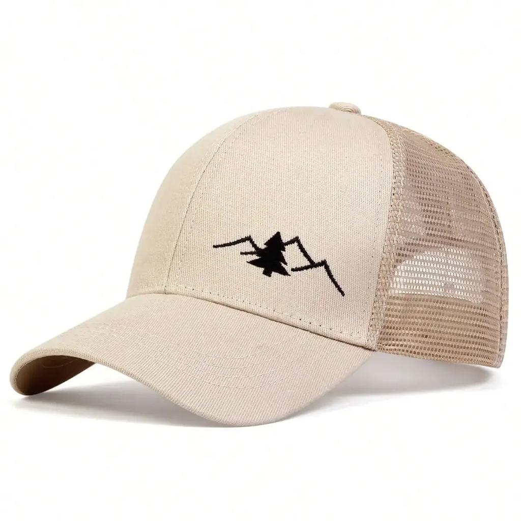 Mesh Ventilated Permeable Air Summer Cap Baseball Stitching Embroidered Mountain Fashionable Trendy Caps Adjustable Hip Hop Urban Street Style Trendy