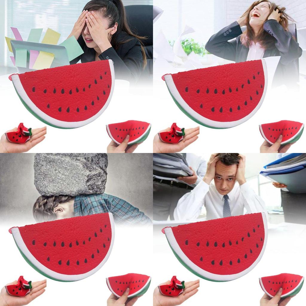 Adorable 14.5cm Children's Pu Stress Relief Toy Realistic Fruit Watermelon Slice