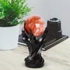 Faux Crystal Ball Display Stand Black Cat Animal Hand Holder Resin Statue Sculpture