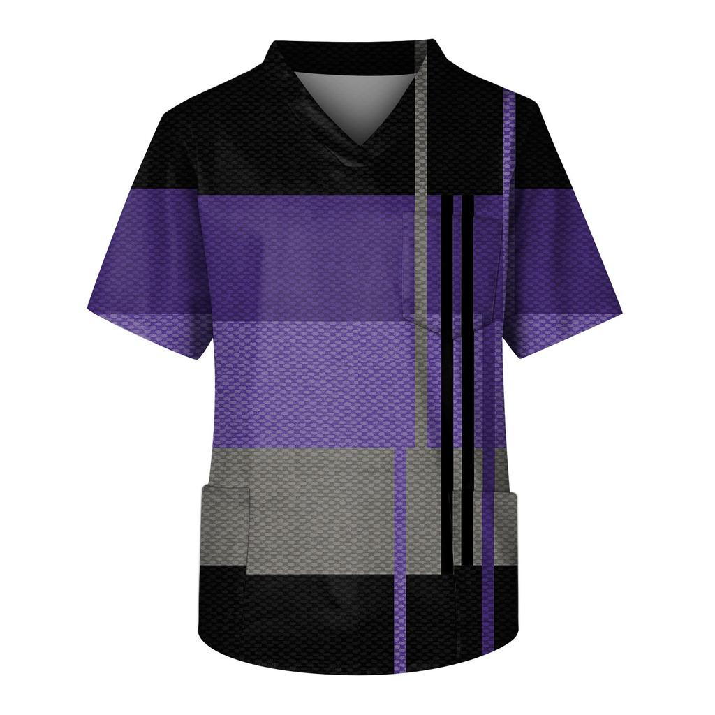 Мужской топ с короткими рукавами и V-образным вырезом с принтом мелких животных нагрудный карман и карман для ухода