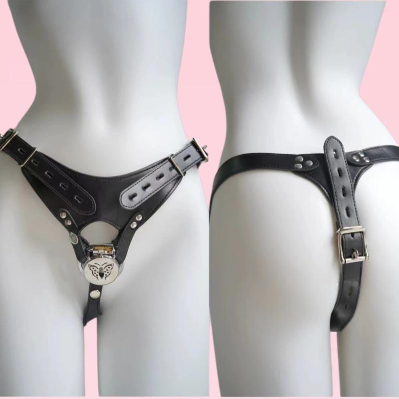 PU Leather Male Chastity Belt Accessory Strap Butterfly Chastity Belt Abstinence Restraint Men's Three-way Thong Adult Sex Toys
