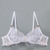 Ultra-Thin French Embroidered Mesh Bra & Thong Set - Women's Breathable, Gathered Fit.