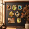 Kitchen Appliance Magnets 1/6Pcs Halloween Retro Frame Refrigerator Magnet, Wood Carved Fridge Home Decor Magnet Cabinet Whiteboard for Office Vintage