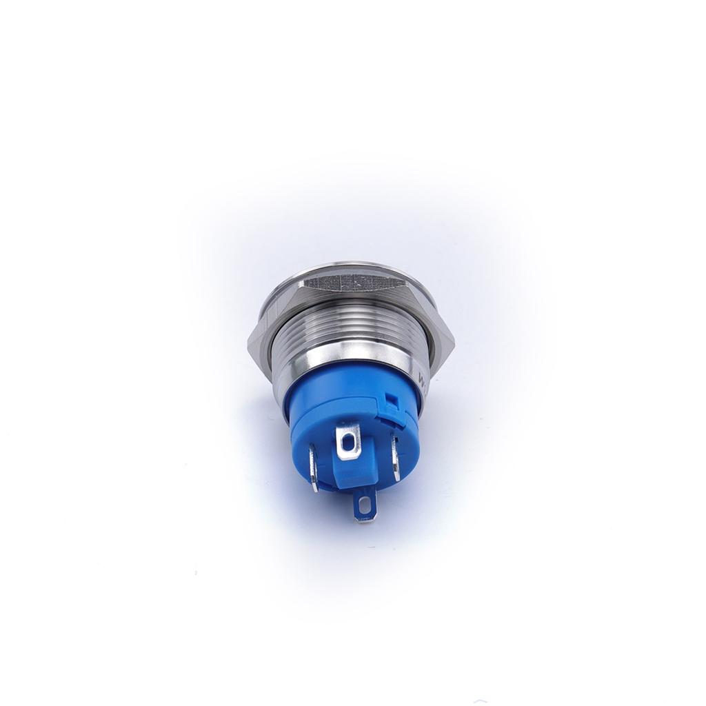 Bell Button 19x27mm Blue Led Monostable Silver Vandal-proof 250V 2A