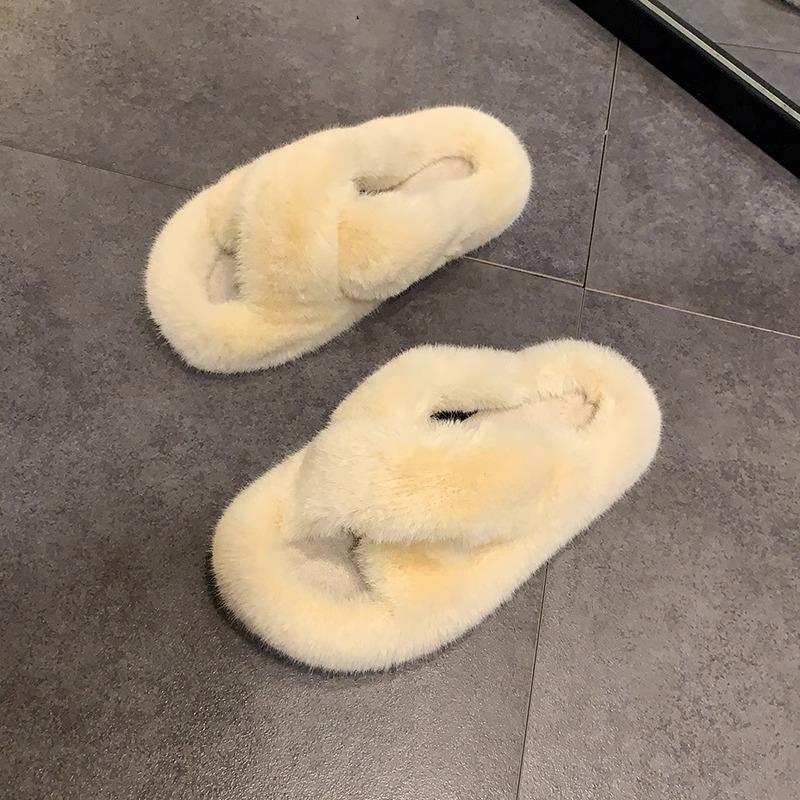 Тапочки Mao Mao женская уличная обувь 2025 новая осень и зима корейская версия толстая подошва увеличение высоты маленькие домашние плюшевые хлопковые тапочки