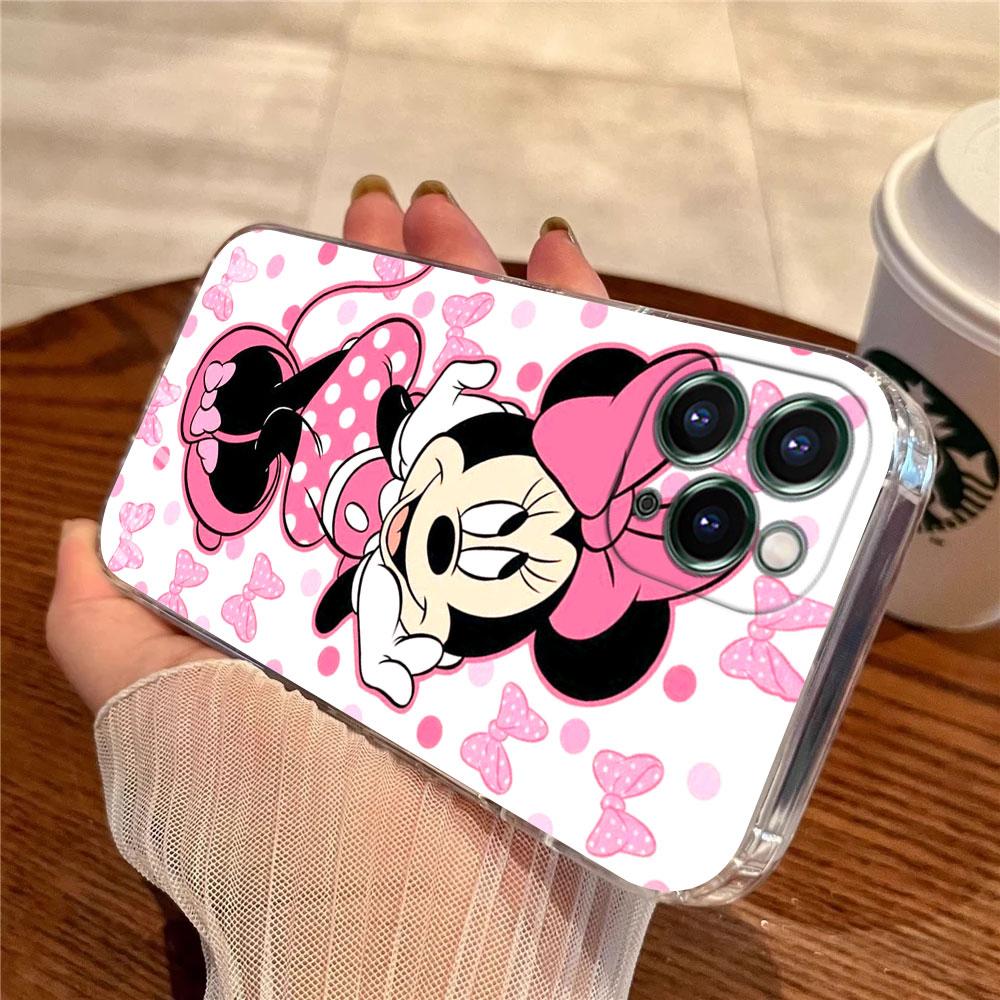 Мультяшный чехол Minnie Mouse Прозрачный чехол для телефона для iPhone 17 Pro Max 17E 11 12 13 14 15 16 Pro Max Plus 17 Air 16E 7 X Дисней Чехол