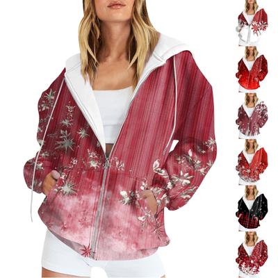 Женские повседневные модные пуловеры с длинными рукавами и принтом, толстовки на молнии, пальто