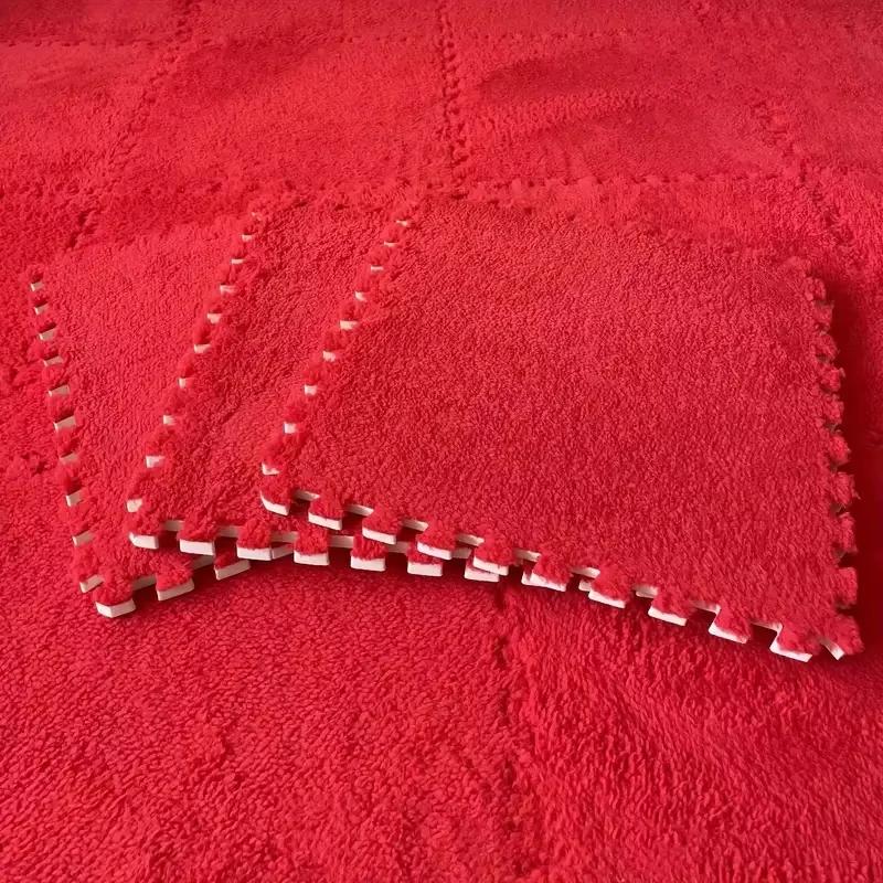 Коврик-пазл из ЭВА-пены с плюшевым покрытием, 30x30 см, мягкие ковровые плитки, игровой коврик, нескользящий ковер-пазл для домашней гостиной