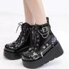 New Gothic Style Platform Vampire Cosplay Women Mid-calf Boots  Winter Wedges Comfy Women Motorcycle Boots Shoes