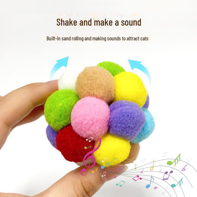 Красочные плюшевые и колокольчиковые шарики для кошек - саморазвлекательная игрушка для кошек