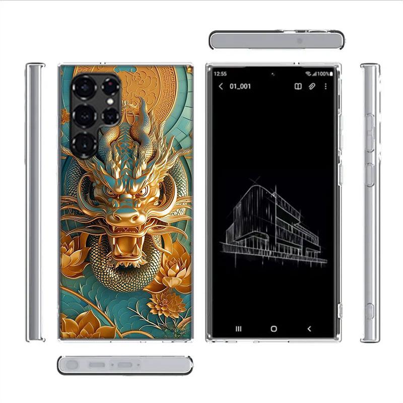 Чехол для телефона 'Золотой Святой Дракон' для Samsung Galaxy S26 Ultra S25 Edge S24 S23 FE S21 Plus S20 S22 S10 Чехол TPU Capa Shell S