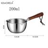 1PC Stainless Steel Oil Pot with Wooden Handle 200ml Spilled Mini Soup Milk Pot Scalding-proof Kitchen Tool Cook Accessories