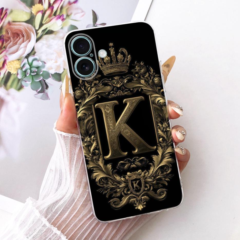 For Apple iPhone 16 Pro Max Case Cute Crown Letters Cover Soft Slim Phone Case For iPhone 16 Plus iPhone16 Pro Max Fundas Bumper