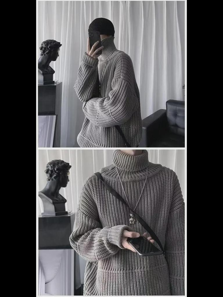 Men’s Thick Warm Knitted Turtleneck Sweater - Autumn/Winter Trendy Lazy Style