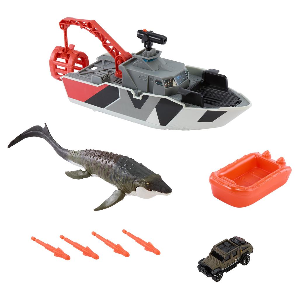 Matchbox Jurassic World Mosasaurus Amphibious Rescue Ship Vehicle Dinosaur Mini Water Ages JGG61 Transporter! Toy, Toy, Car, Play, 3+, Multi-Purpose,