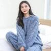 Winter Thickened Coral Fleece Women's Sleepwear Cute Plush Home Clothes Loose Long Open Cardigan Set Comfortable Pyjamas