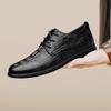 Three-dimensional Embossed Crocodile Pattern Business Casual Men's Leather Shoes Fashion Style Round Head Lace-up Leather Men's Shoes