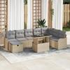 VidaXL 9-Piece Garden Sofa Set with Cushions Beige Poly Rattan 3359737