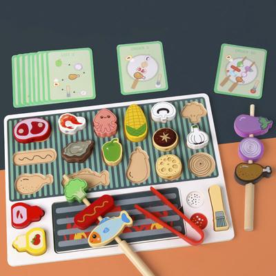 Деревянный Веселый Барбекю Игрушки для Притворства Ролевая Игра Интерактивная Обучающая Игрушка для Просветления Родитель-ребенок Набор Имитации Барбекю