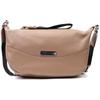 Women's Genuine Leather Shoulder Bag with Unusual Runner Keychain Vintage 22618 Beige